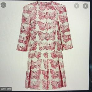 Red Valentino butterfly print cotton-linen coat